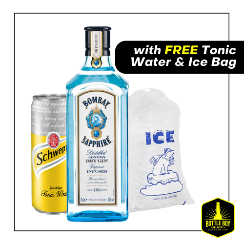 750ml Bombay Sapphire (FREE Tonic Water & Ice)