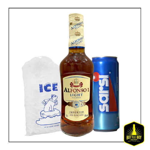 Alfosno 1 Light Brandy + FREE 1kg Ice + Sarsi Cola in Can